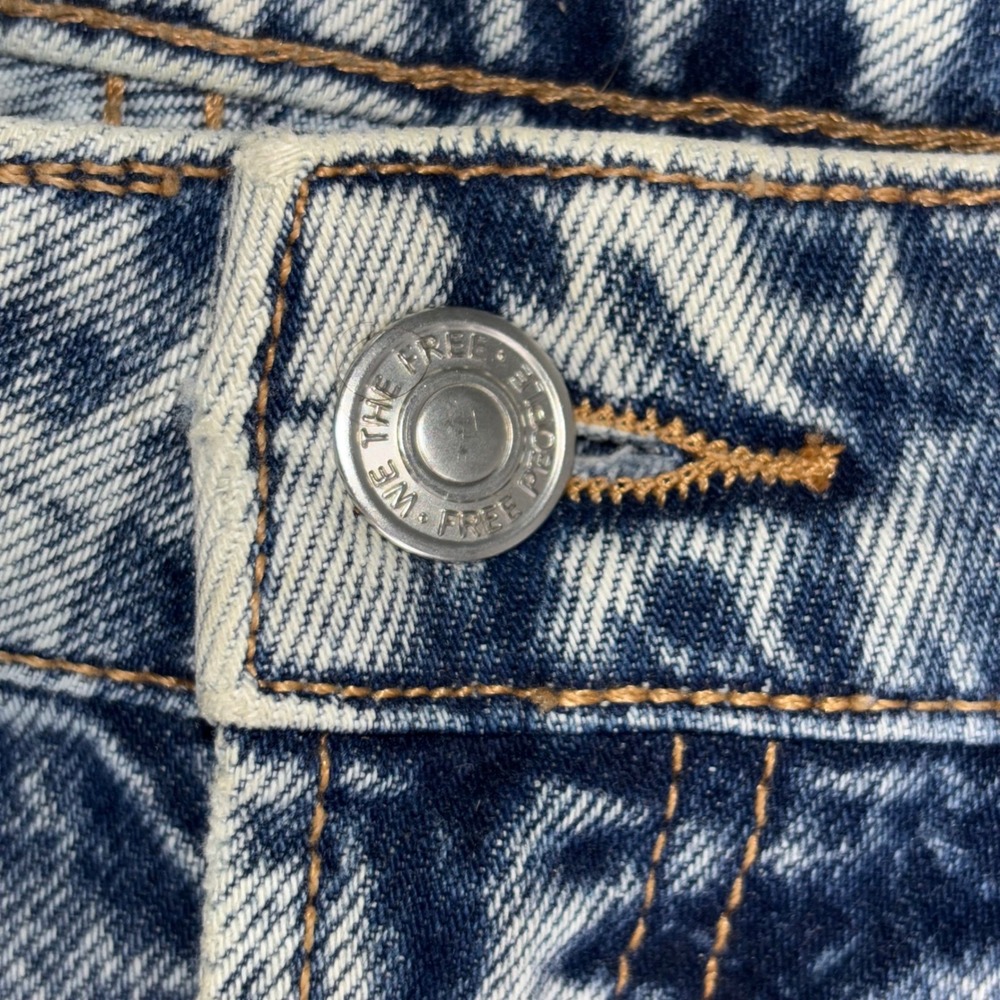 We The Free Jeans Womens 27 Blue Acid‎ Wash High Rise Distressed Tapered Denim - Picture 9 of 16